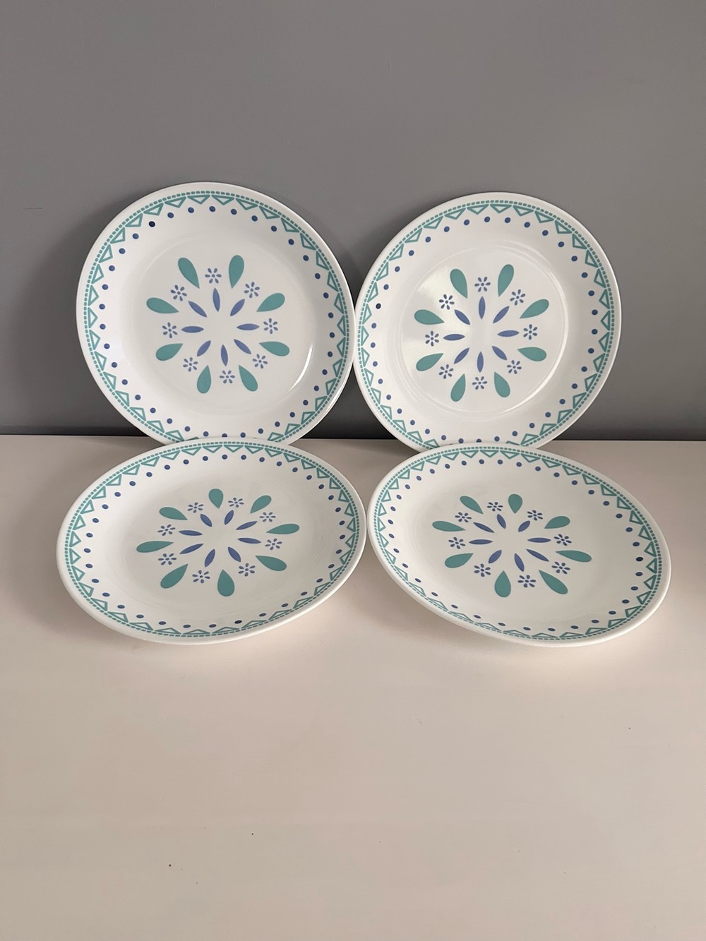 Corelle Santorini Sky Dinner Plates - Blue/Turquoise 4 pcs, 20”